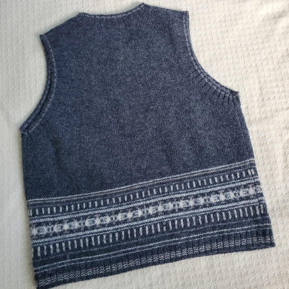 Wool sweater vest unisex size Small gray knit by Express Bleus - Picture 6 of 7